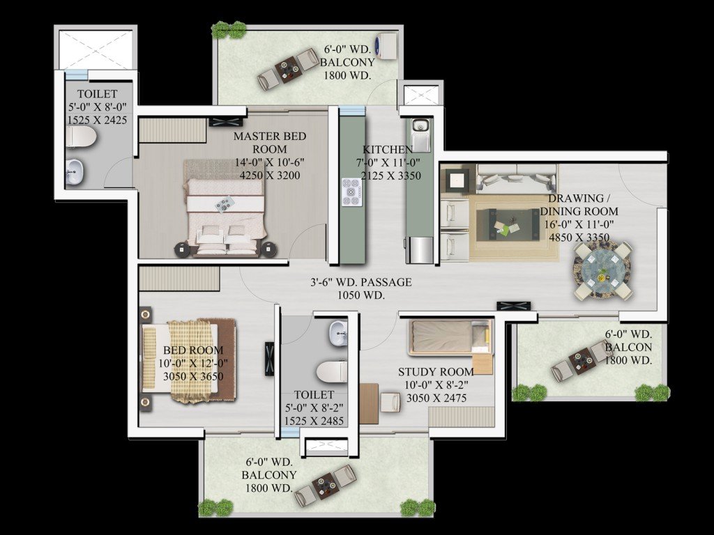 2 BHK - 1,440 sq.ft.