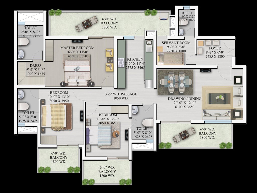 4 BHK - 2,695 sq.ft.